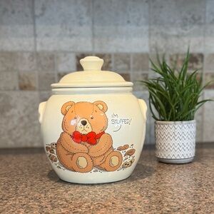 Vintage Treasure Craft Cookie Jar “I’m Stuffed” Teddy Bear 1985
